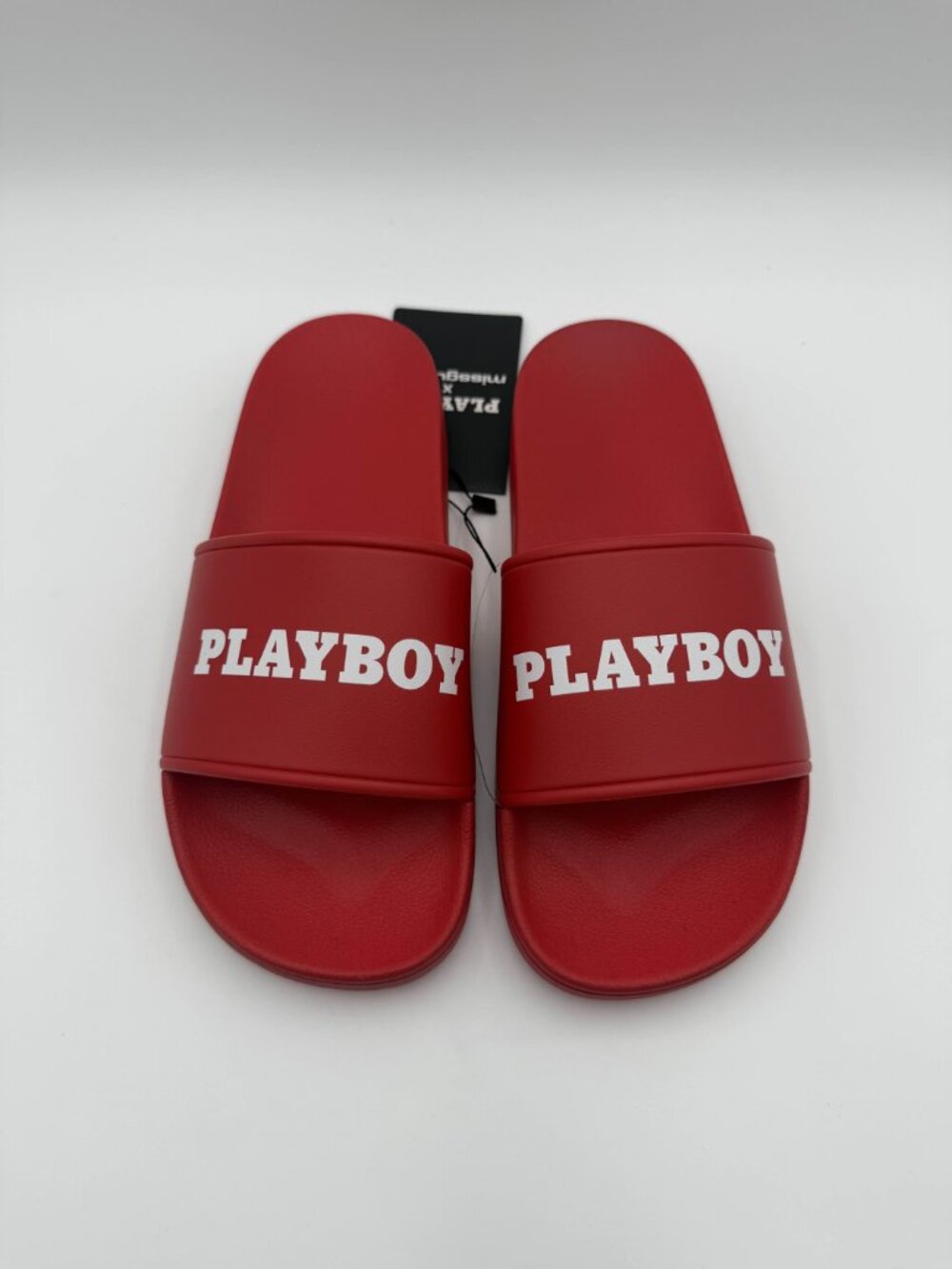 Missguided x Playboy Red Slide Sandals Logo Women’s Size 9